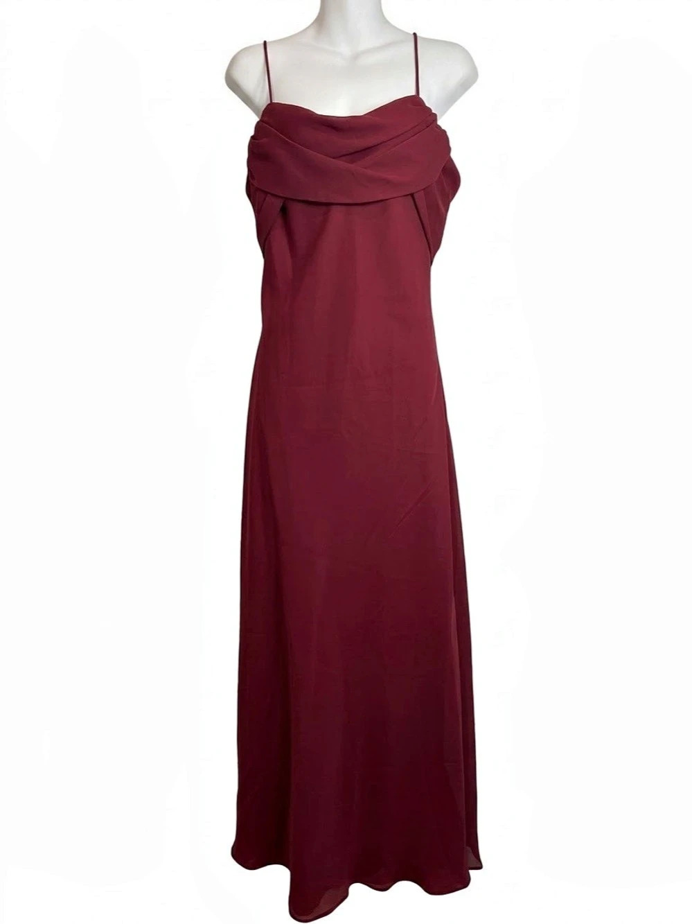 Burgundy Chiffon Formal Dress Gown Betsy&Adam Vintage Cowl Neck Homecoming 14